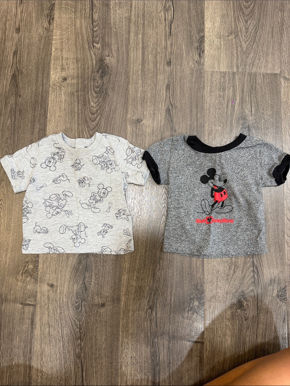 Disney Mickey Mouse Gray & Light Gray Short Sleeve Tee Set